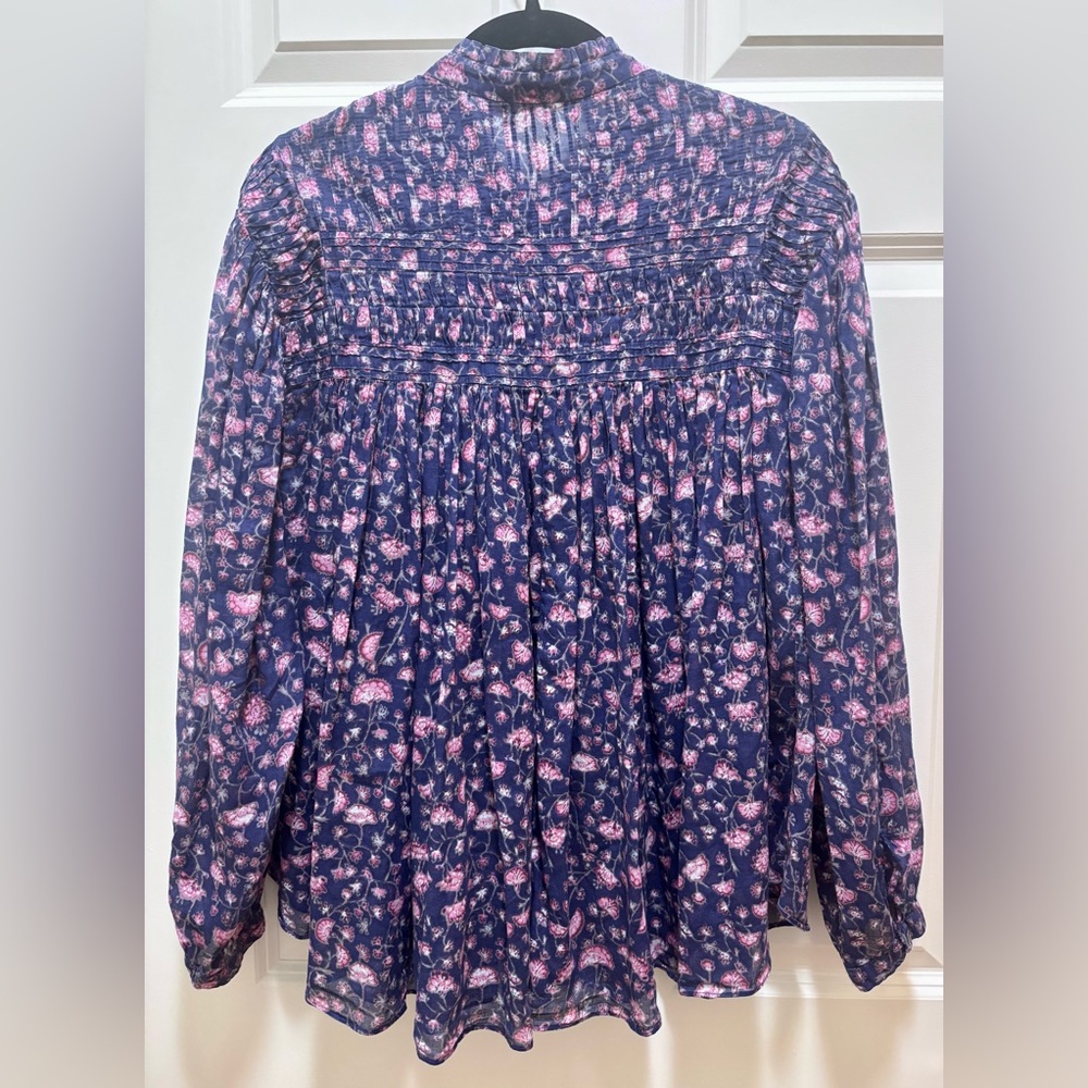 Isabel Marant Laila Gathered Floral Print Blouse - Picture 9 of 10